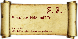 Pittler Hümér névjegykártya